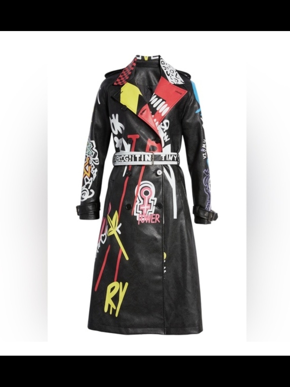 Azalea Wang Graffiti Trench Coat - Picture 2 of 4
